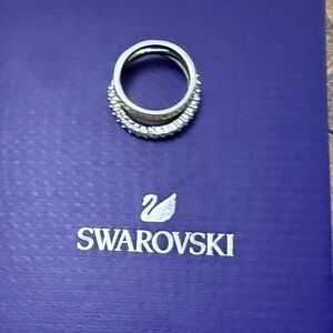 Swarovski Silver Pavé Crystal Stackable Ring Set